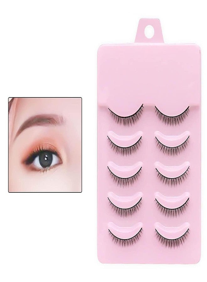 WaigN 5Pair Black False Eyelashes 8mm Short Fake Mink Lashes Enlarge Eyes Natural Perfect Fitting Artificial Fiber Extensions Eye Lashes Fake Lashes, Women's Make Up Tools - Image 1